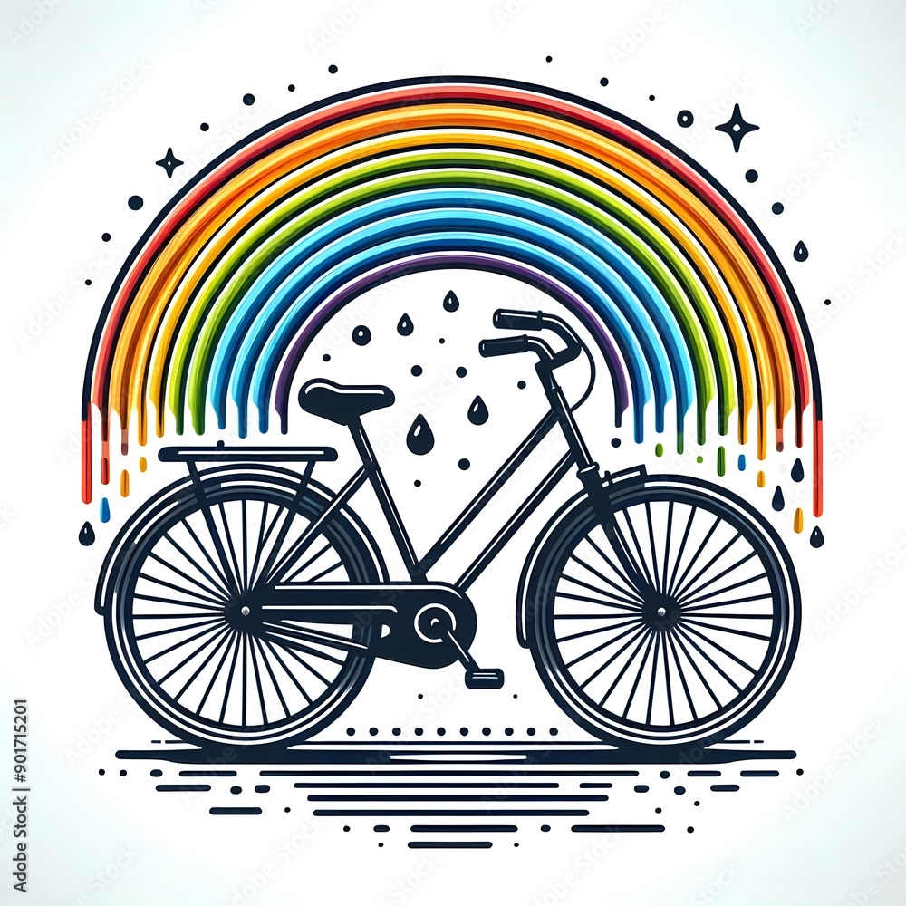 Fototapeta premium Rainbow Bicycle Illustration