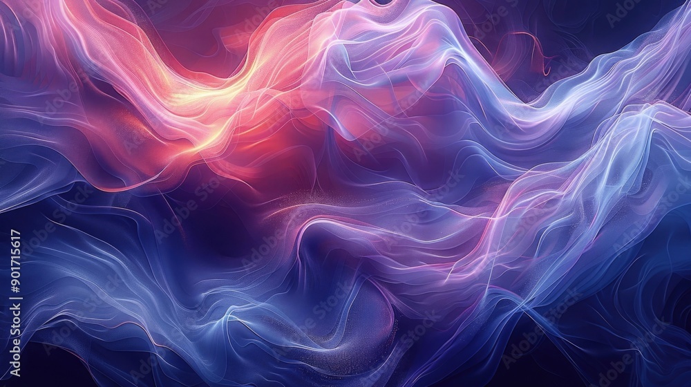 Fototapeta premium Modern simple background, abstract waves on blue background