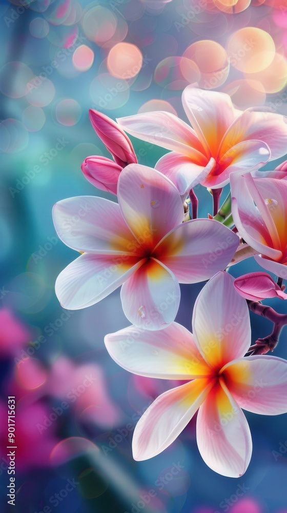 Fototapeta premium Serene Plumeria Paradise. Tranquil beach-themed concept