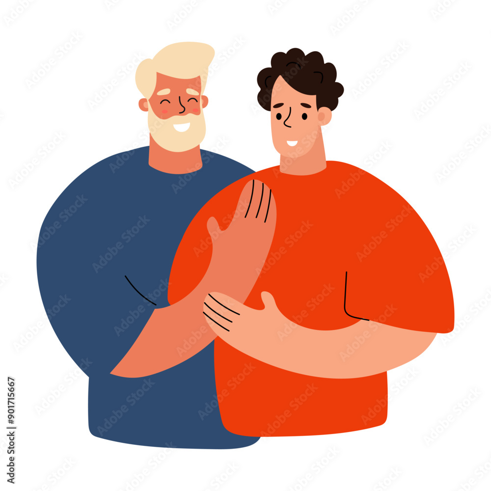 Two Friends Embracing Smiling Together in a Joyful Moment Two Friends Embracing Smiling Together in a Joyful Moment