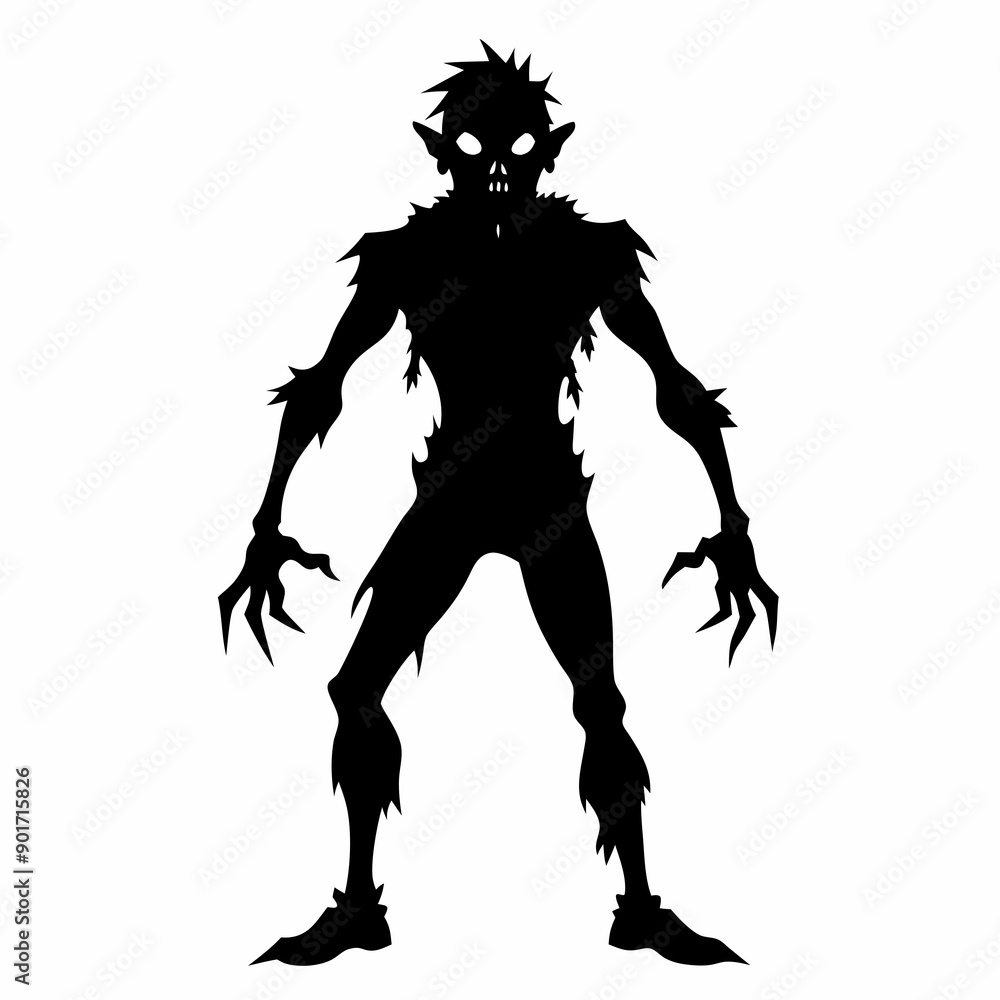 Halloween Zombie black vector silhouette Halloween Zombie black vector silhouette