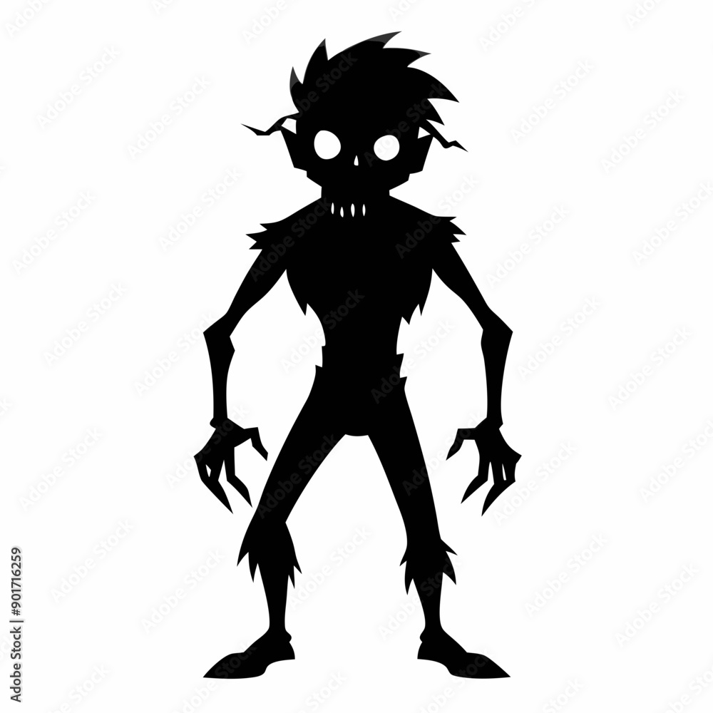 Fototapeta premium Halloween Zombie black vector silhouette