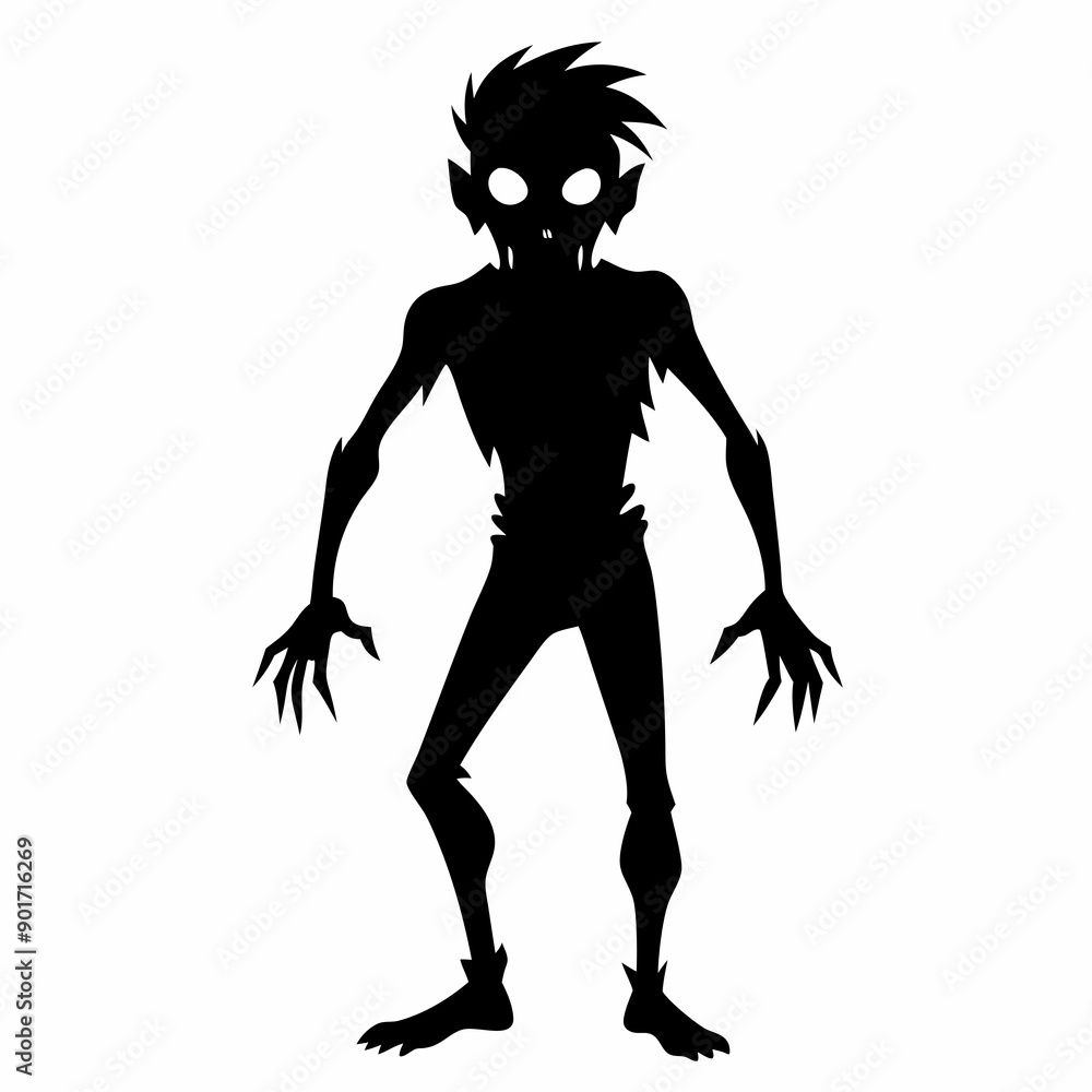 Fototapeta premium Halloween Zombie black vector silhouette