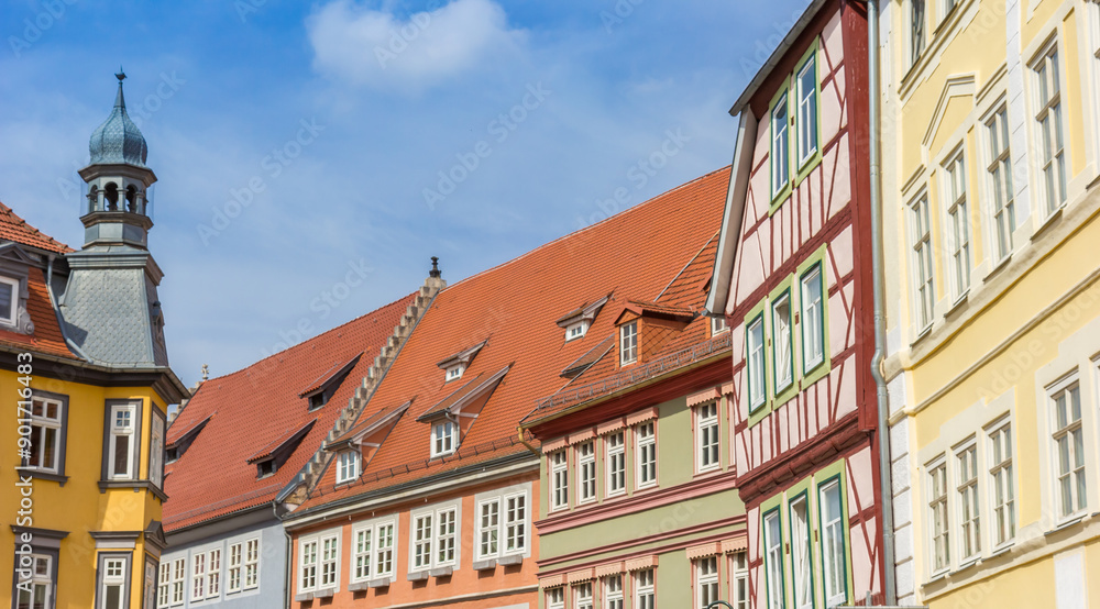 Colorful historic houses a the market square in Bad Langensalza, Germany