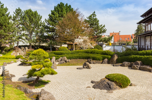 Obraz na płótnie Boulders and gravel in the japanese garden of Bad Langensalza, Germany w salonie