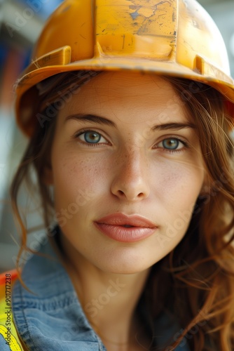 Female Construction Worker with Hard Hat