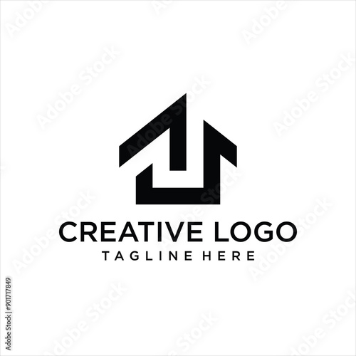 abstract home black logo vector