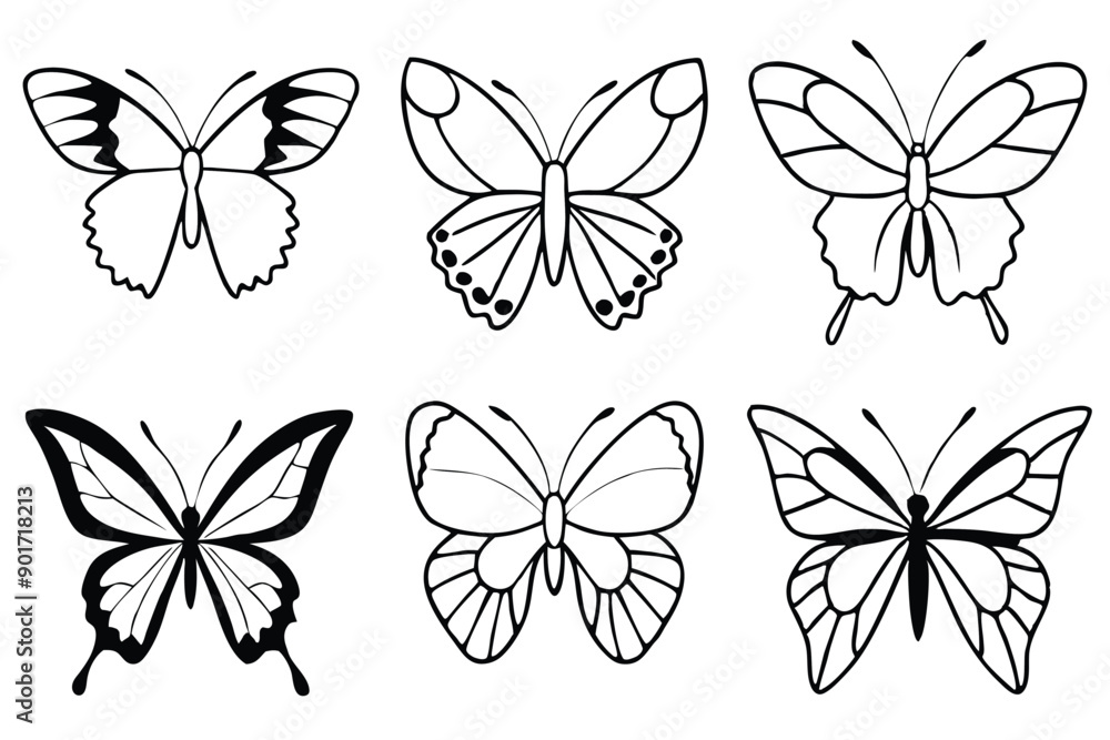 Fototapeta premium Butterfly line art illustration Stylish Icons