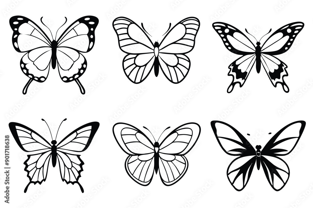 Fototapeta premium Butterfly line art illustration Stylish Icons