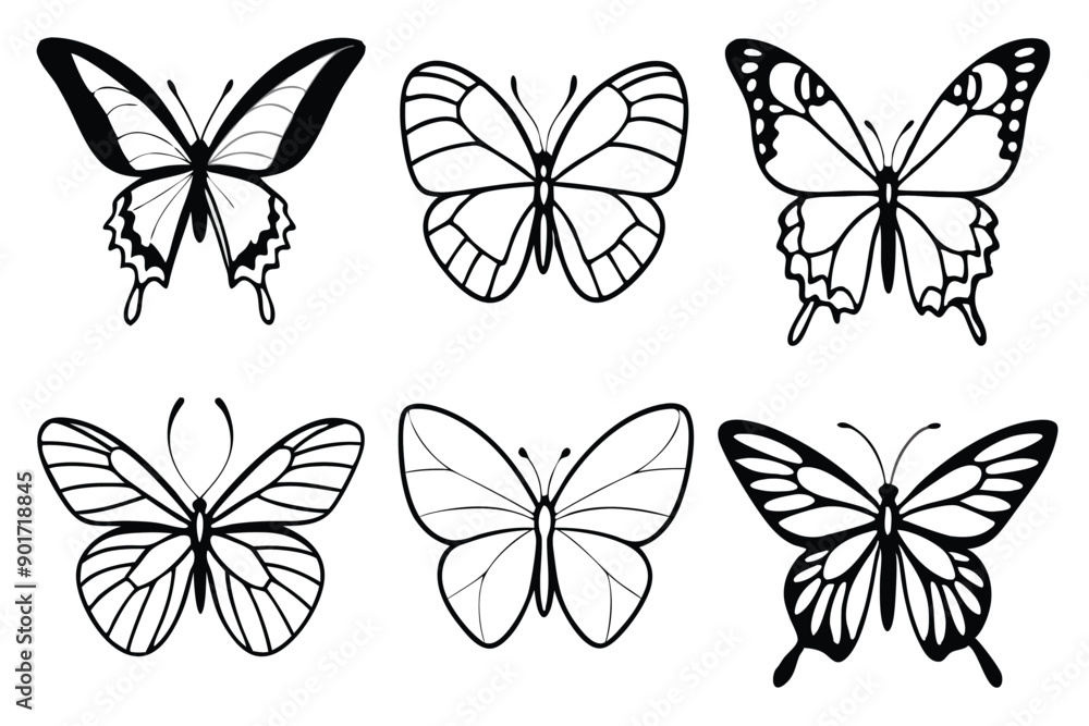 Fototapeta premium Butterfly line art illustration Stylish Icons