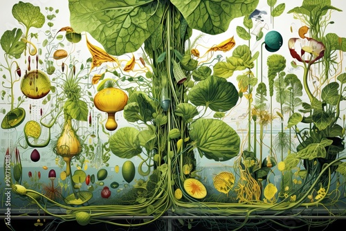 biology laboratory, nature and science, plant structures, biochemistry, green background, botanical study, microscopic wonders, tapestry of life, chloroplasts, cell walls, molecular pathways, photosyn