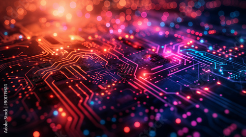 Wallpaper Mural A colorful image of a circuit board with many small dots Torontodigital.ca