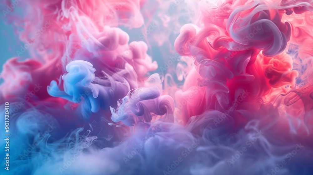 Obraz premium Abstract pink and blue smoke swirling together
