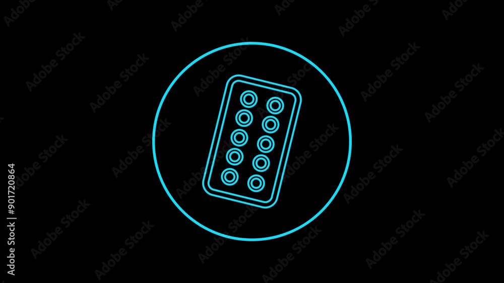 Line animation of medical tablet strip icon Line animation of medical tablet strip icon