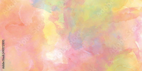 abstract Colorful watercolor background with painted sunset sky colors of pink, blue purple, Brush stroked painting of colorful watercolor, abstract color powder explosion on white background.