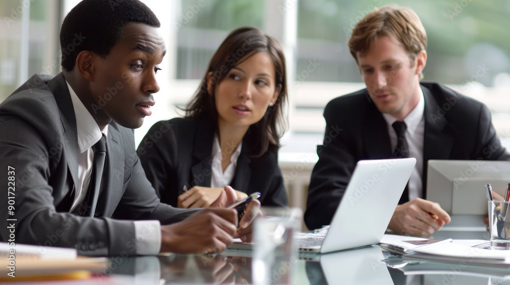 Modern Young Professional Video Conferencing with Colleagues on Laptop at Home Office Modern Young Professional Video Conferencing with Colleagues on Laptop at Home Office