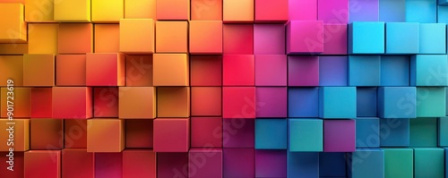 Vibrant geometric background featuring colorful cubes in a harmonious blend of hues, ideal for creative projects and digital designs.