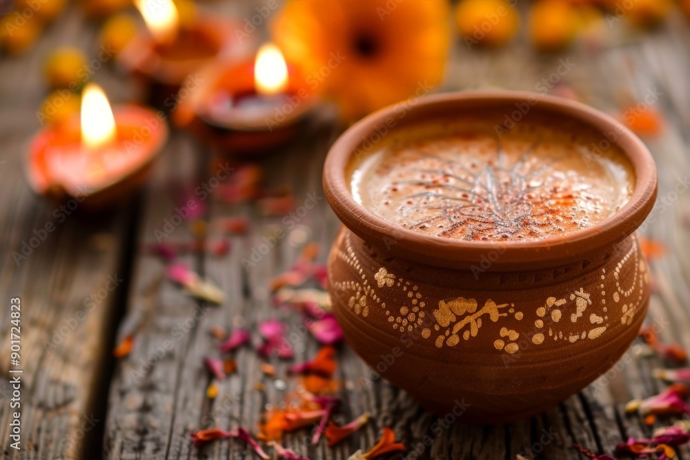 traditional clay cup filled with masala chai traditional clay cup filled with masala chai