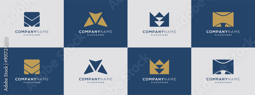 Luxurious geometric abstract letter M logo vector ideas. Modern design based icon template.