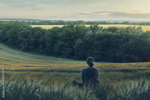 Wallpaper Mural Meditating on the edge of a forest with a field stretching out in front Torontodigital.ca