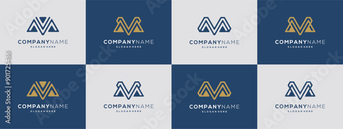 Luxurious letter M with unique line logo vector ideas. Abstract collection of modern design based icon template.