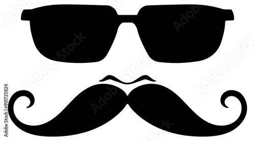 black silhouette of glasses and mustache