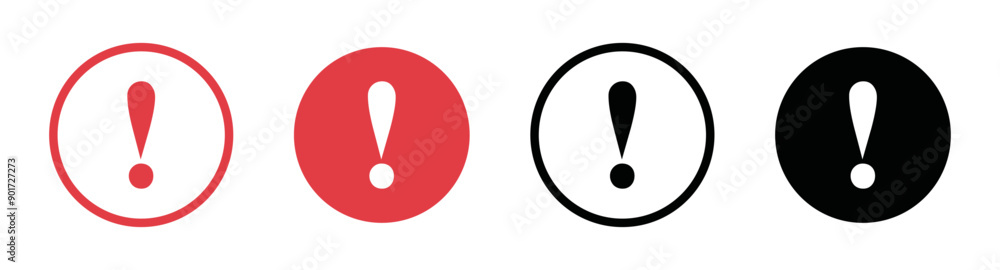 Set of Exclamation Mark Icon Isolated on White Background Set of Exclamation Mark Icon Isolated on White Background