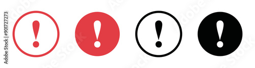 Set of Exclamation Mark Icon Isolated on White Background