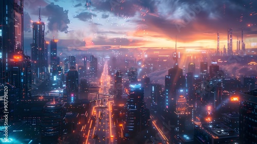 Wallpaper Mural Futuristic Cityscape with Advanced Virtual Reality Arcades and Immersive Gaming Centers Transporting Individuals to Fantastical Realms Torontodigital.ca