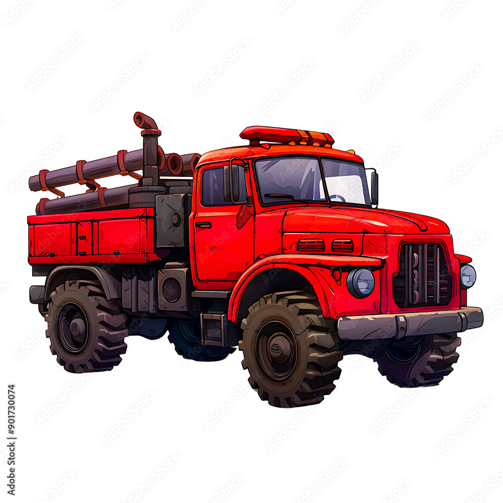 Vibrant red truck illustration in a cartoon style. Perfect for emergency isolated on transparency PNG background, fire, and rescue themed designs and projects. Vibrant red truck illustration in a cartoon style. Perfect for emergency isolated on transparency PNG background, fire, and rescue themed designs and projects.