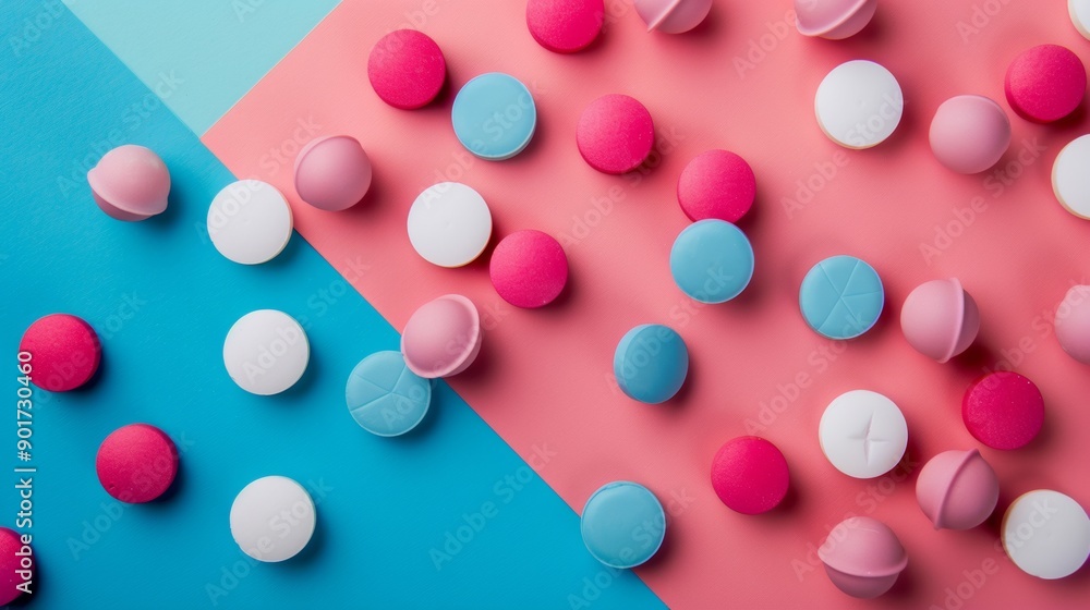 Colorful round bath bombs on vibrant background Colorful round bath bombs on vibrant background