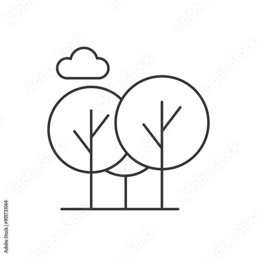 Conservation of flora and fauna, linear icon, forest conservation editable stroke symbol, conservation of nature vector outline sign.