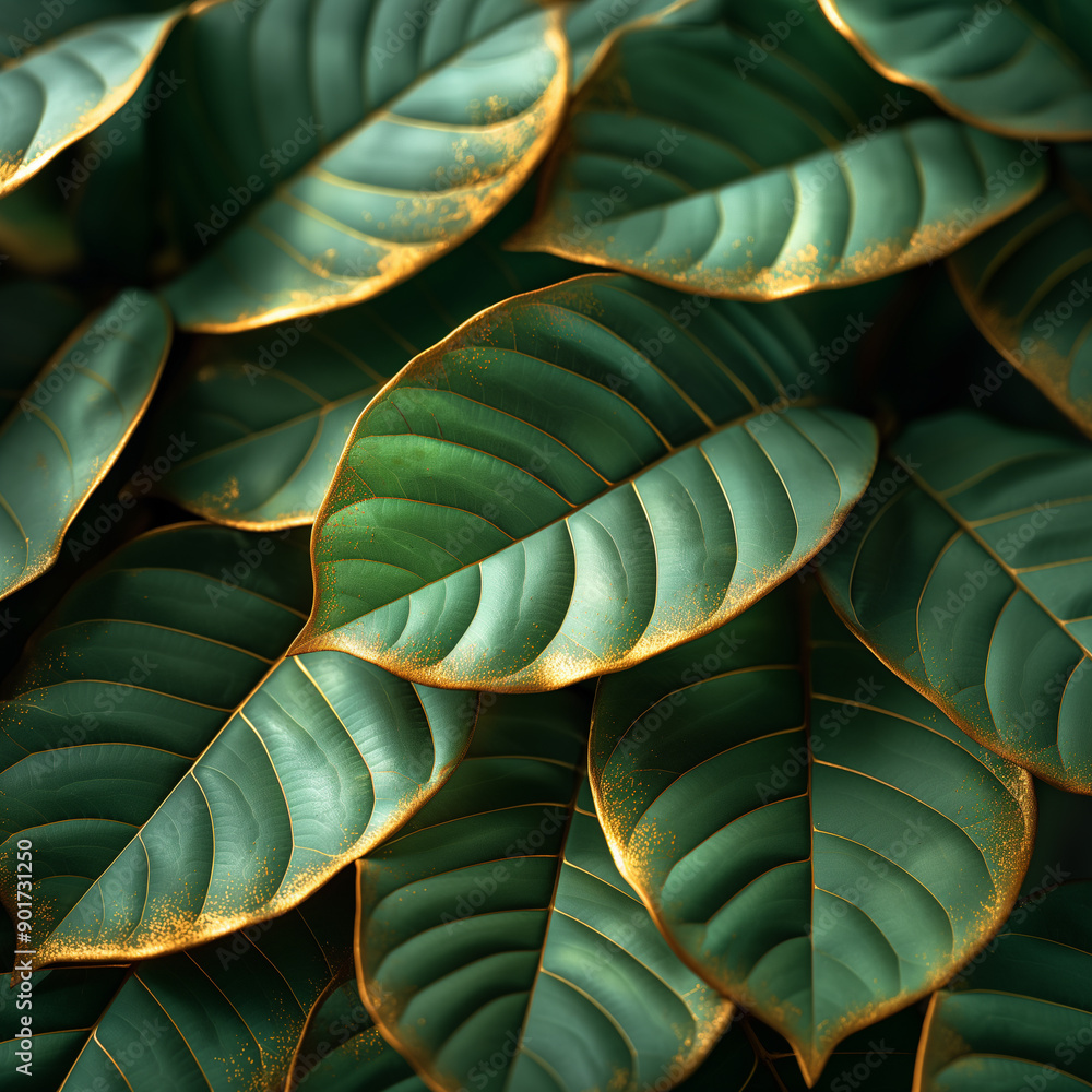 Obraz premium A close up of green leaves with a hint of yellow