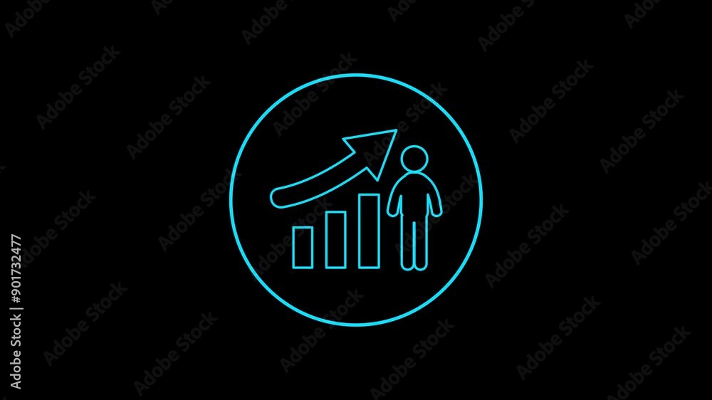 Abstract business arrow growth graph with a man explain chart board.Business growth concept on graph chart showing marketing sales profit target growth in future. Abstract business arrow growth graph with a man explain chart board.Business growth concept on graph chart showing marketing sales profit target growth in future.