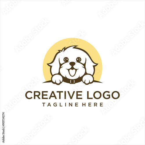 cute dog head logo vector