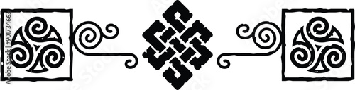 Celtic Tribal Spiral Header - Square Ends - Viking Knot