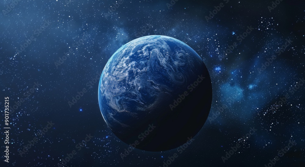 Earth in Space with Starry Background. View of Earth from Orbit with Stars Earth in Space with Starry Background. View of Earth from Orbit with Stars