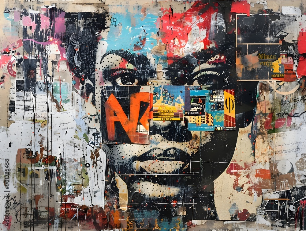 Fototapeta premium Dynamic Graffiti-Inspired Street Art Mural with Vibrant Colors and Urban Culture References