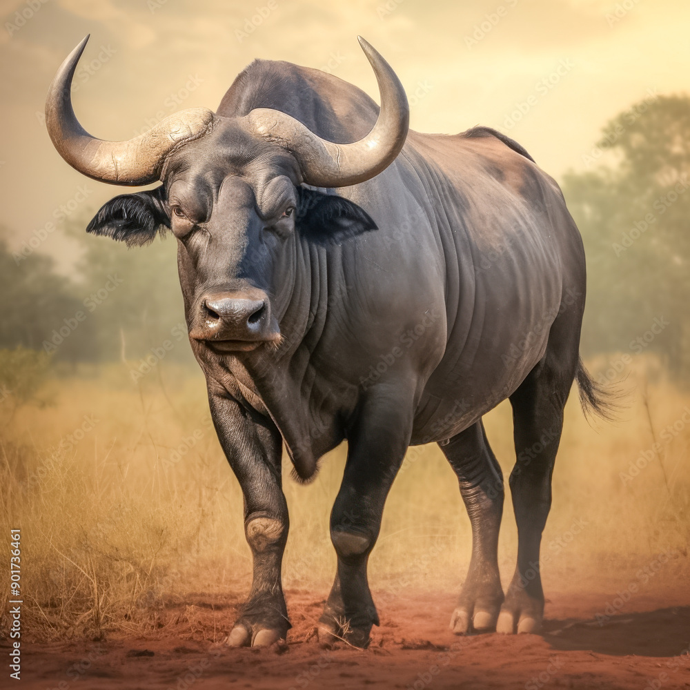 Prächtiger Afrikanischer Büffel ( Syncerus caffer ) in freier Natur, Generative AI Prächtiger Afrikanischer Büffel ( Syncerus caffer ) in freier Natur, Generative AI