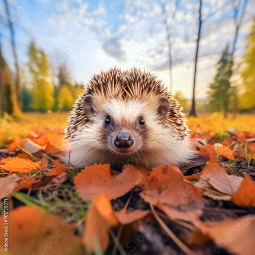Fröhlicher Igel ( Erinaceidae ) in freier Natur, Generative AI