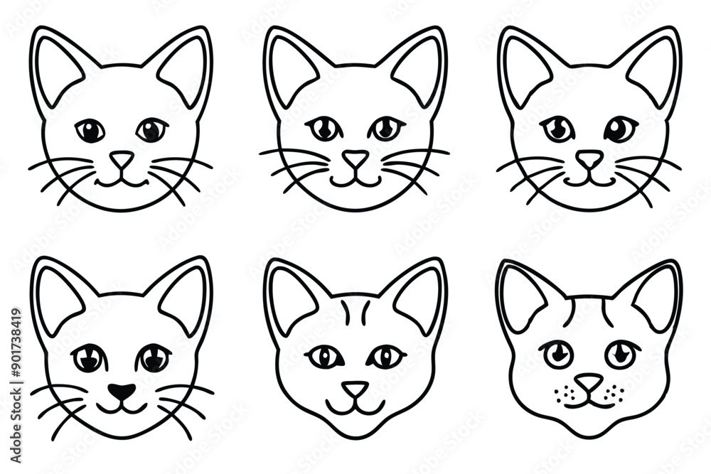 Cat head line art illustration Design Concepts Cat head line art illustration Design Concepts