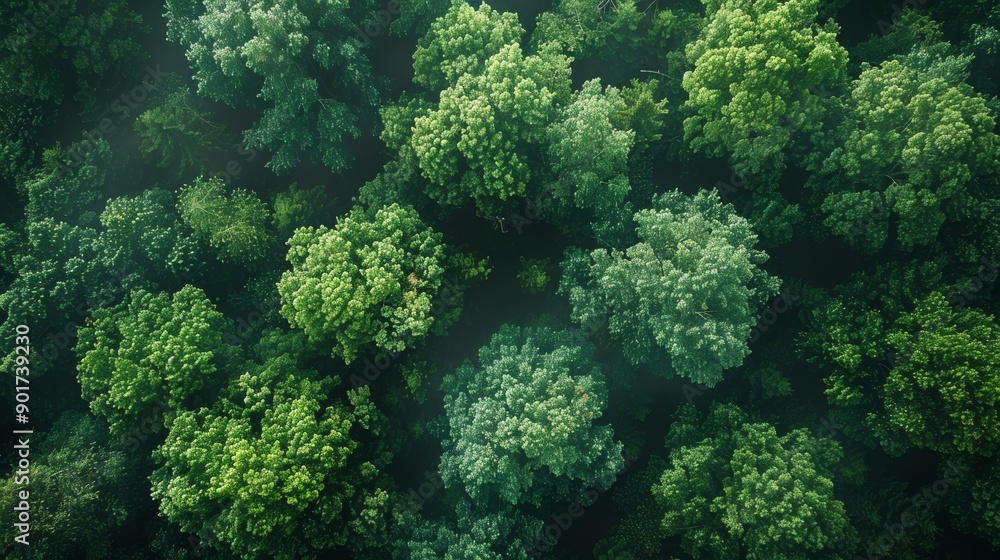 Aerial View of Lush Green Forest Covering Rolling Hills in Early Morning Light. Generative AI Aerial View of Lush Green Forest Covering Rolling Hills in Early Morning Light. Generative AI