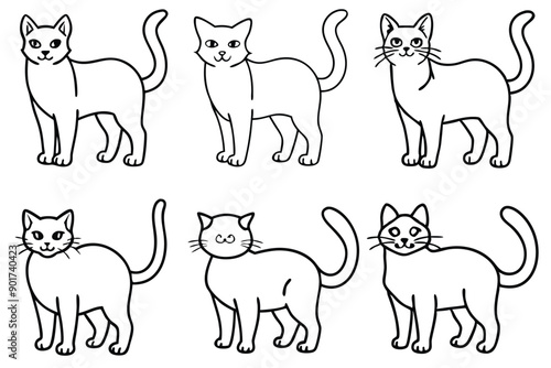 Cat line art illustration Design Concepts