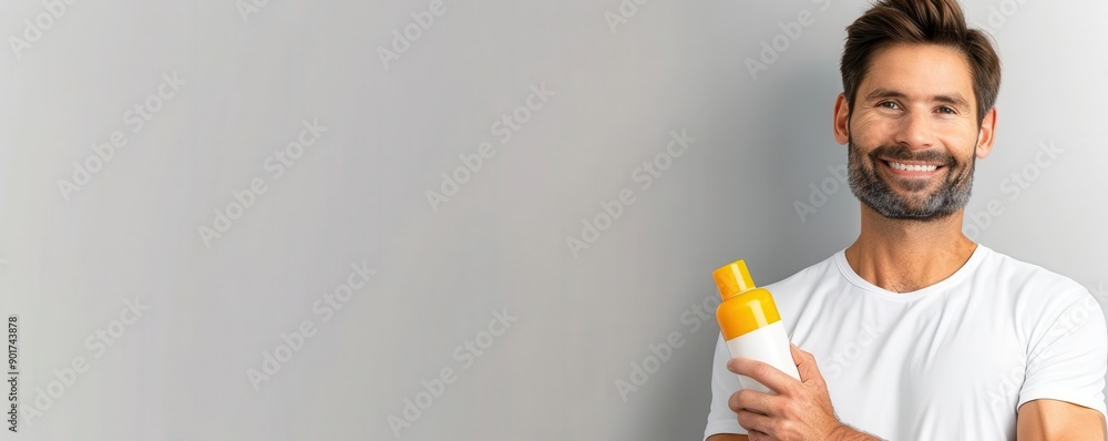 Tennis player with SPF lotion in hand, SPF lotion, sport Tennis player with SPF lotion in hand, SPF lotion, sport