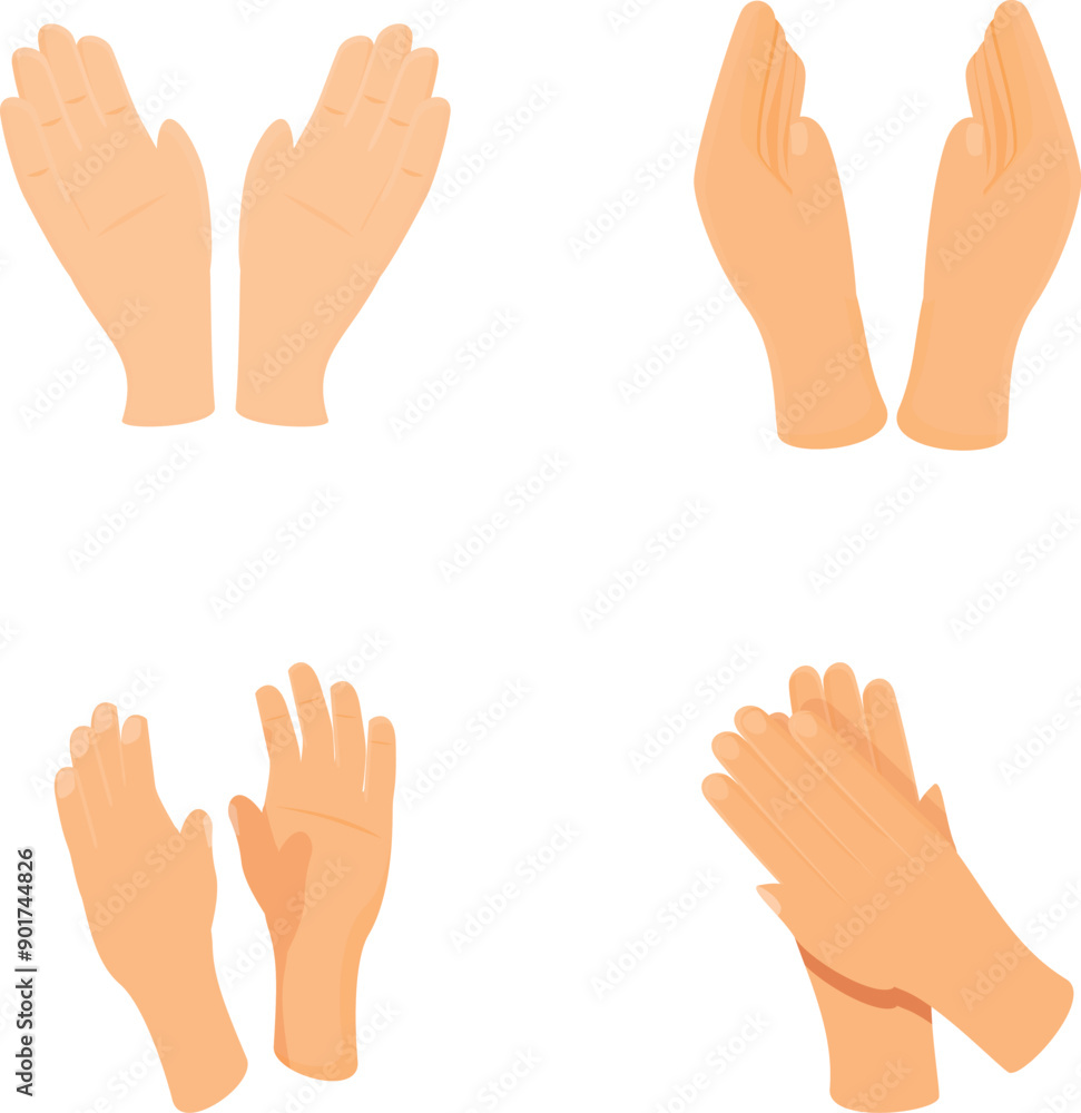 People applaud icons set cartoon vector. Set of different clapping hand. Consent and success concept People applaud icons set cartoon vector. Set of different clapping hand. Consent and success concept