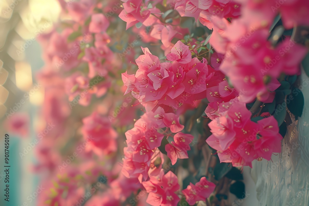 Pink Bougainvillea Flowers Blooming in Sunlight Pink Bougainvillea Flowers Blooming in Sunlight