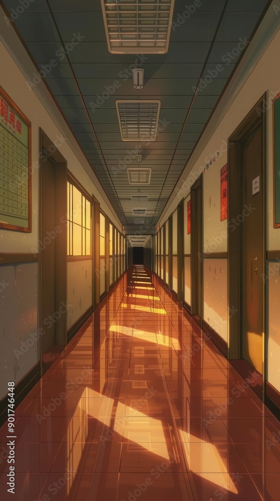 Modern School Hallway. Education Environment concept Modern School Hallway. Education Environment concept