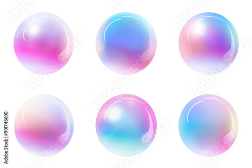 Collection of colorful shiny orbs with soft hues