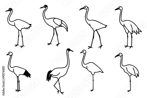 Crane bird line art illustration Design Concepts
