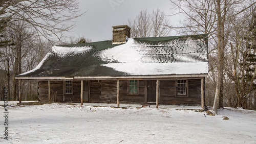 log house in the snow